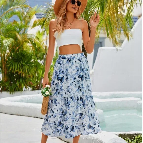 Maxi Skirts for Women with Pockets Long Midi Length Casual Skirt for Holiday